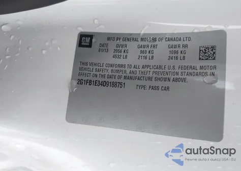 2013 Chevrolet Camaro 1Lt из США, поврежденный, VIN 2G1FB1E34D9188751